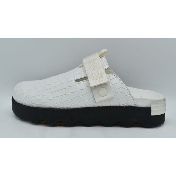 Sorel Womens Size 7.5 Viibe White Black Sea Salt Gum Slip On Croc Embossed Clogs - Picture 7 of 12